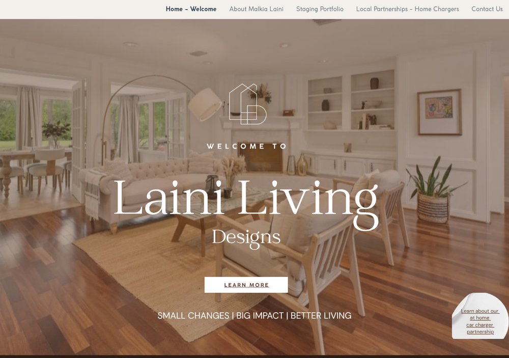 Screenshot of the Laini Living Designs website